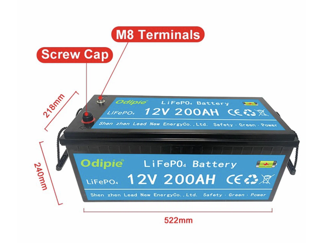 Lithium Batterie LiFePO4 12.8V/200Ah mit Display & Bluetooth