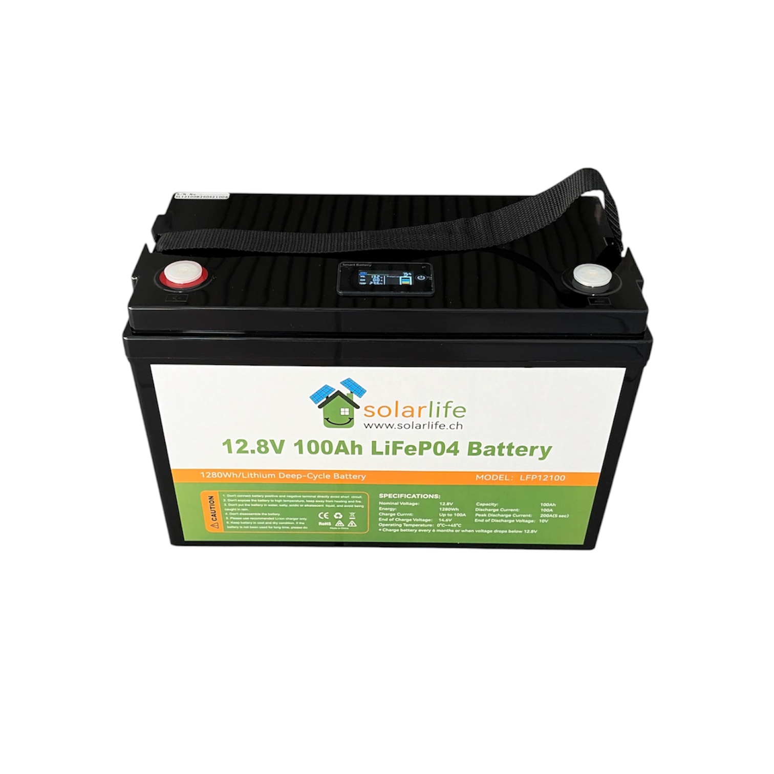 Lithium Batterie LiFePO4 12V 100Ah mit Display & Bluetooth
